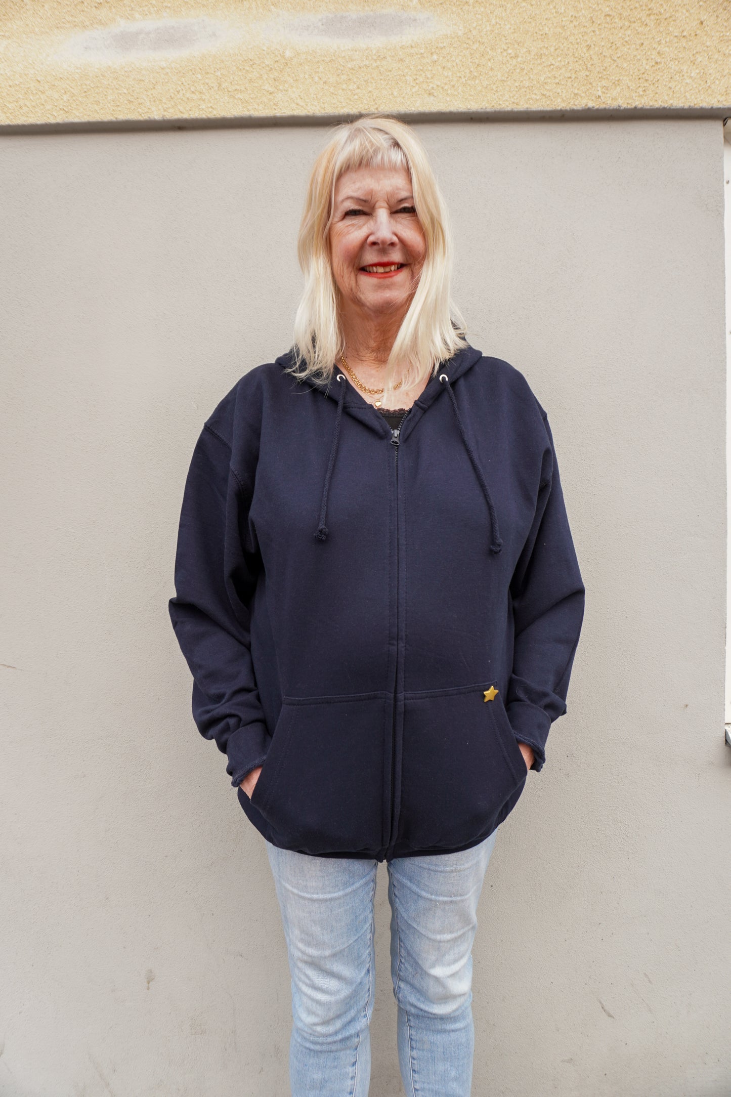 Marinblå Zip hoodie
