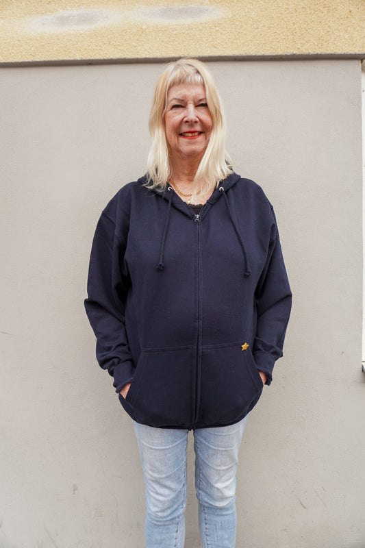 Marinblå Zip hoodie